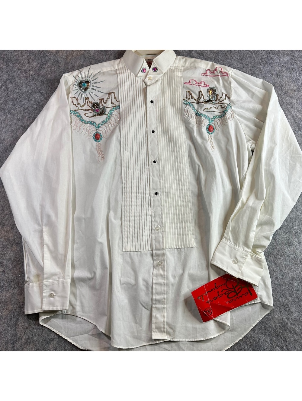 [NWT] Laura Rogers Originals western embroidered tuxedo shirt vintage cowboy L